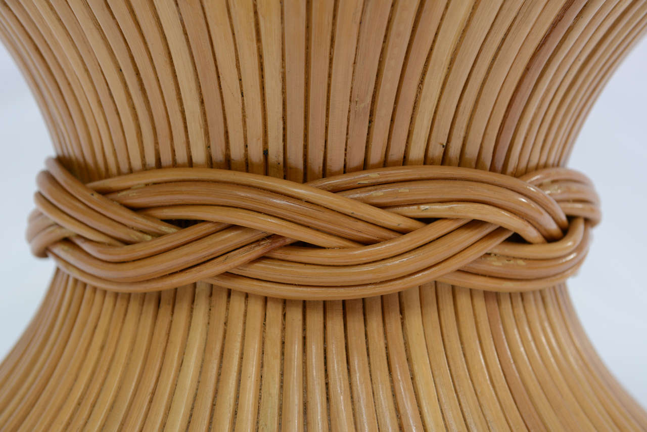 Mid-20th Century Vintage McGuire Sheaf Of Wheat Rattan Coffee Table