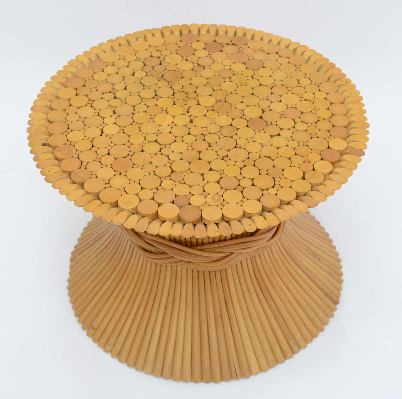 Vintage McGuire Sheaf Of Wheat Rattan Coffee Table 2