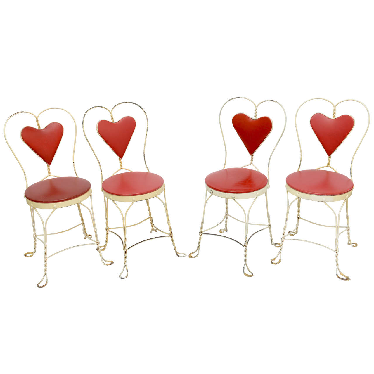 Set of 4 Antique Ice Cream Parlor Chairs