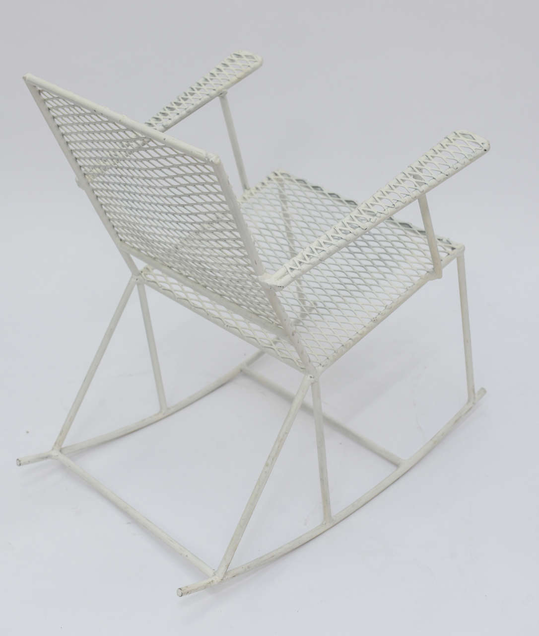 Mid-20th Century Pair of Vintage Mid-Century white Iron Child Rocking Chairs For Sale