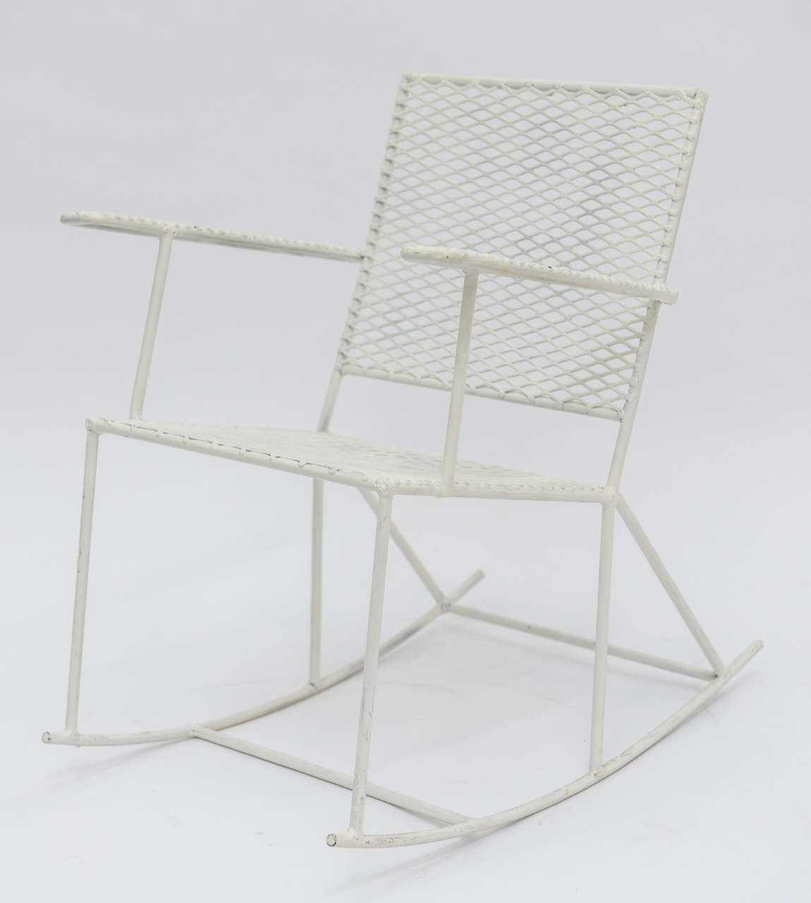 Pair of Vintage MidCentury white Iron Child Rocking Chairs For Sale at 1stDibs