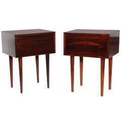 Pair of Rosewood Nightstands with Bow Tie Pulls by Arne Vodder