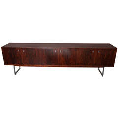 Extra Long Rosewood Sideboard with Chrome Legs and Lucite Pulls