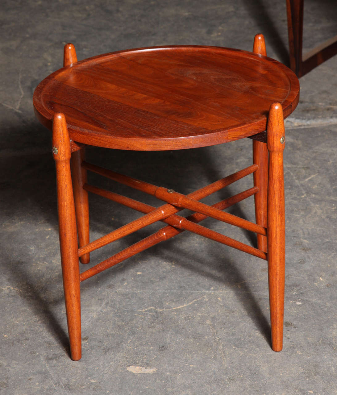 Danish Modern Round Teak Side Table with Raised Legs