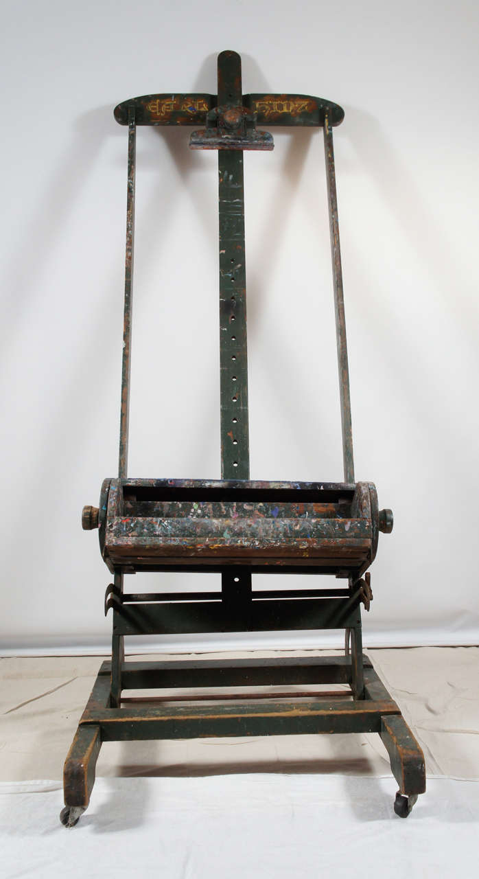 Antique Adjule Artists Easel Tv Media Stand For At 1stdibs Antique Adjule Artists Easel Tv Media Stand In Distressed Condition For Great Barrington