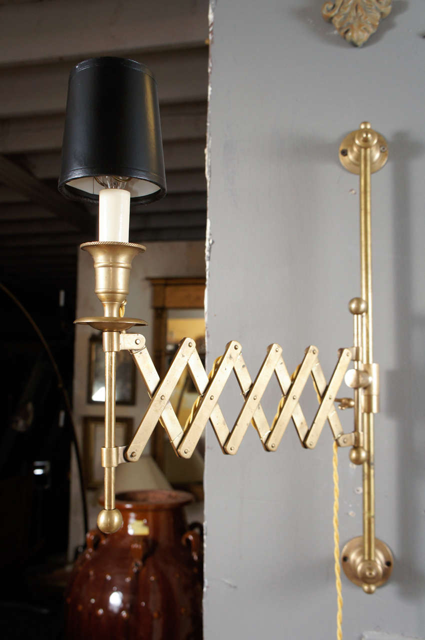 Adjustable Brass ScissorStyle Lamps at 1stDibs