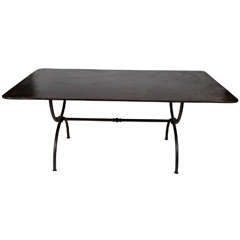 outdoor dining table metal indoor garden teak ordered solid custom 1stdibs freestanding fireplace larger