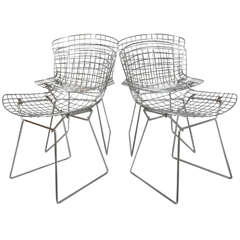Set of Four Mid Century Bertoia Chrome Side Chairs