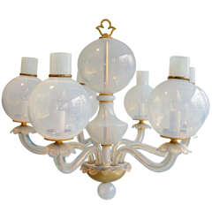 Vintage Blue Opalescent Murano Chandelier