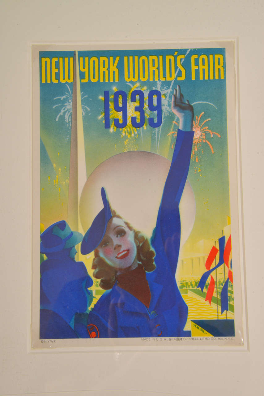 Art Deco Machine Age Original 1939 New York World's Fair Posters Triptych In Good Condition In Dallas, TX