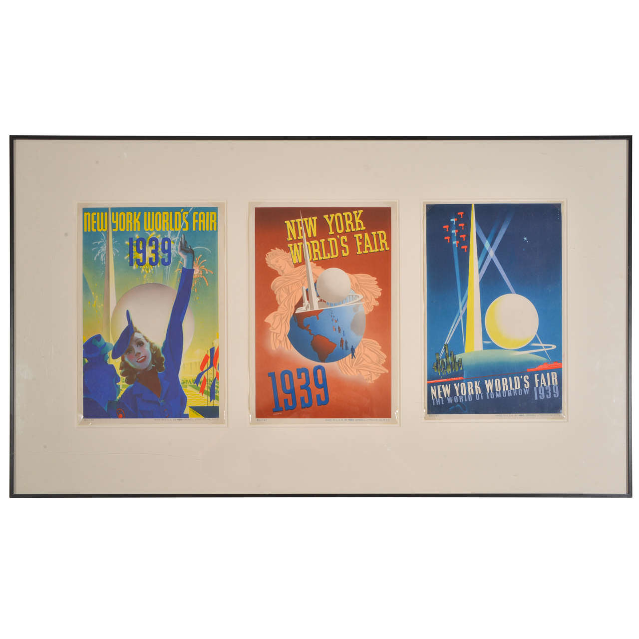 Art Deco Machine Age Original 1939 New York World's Fair Posters Triptych