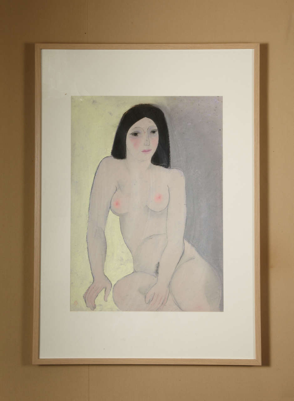 Anna Sylverberg oil Pastel, part of a nude serie, AS monogram, 1962. Good condition.