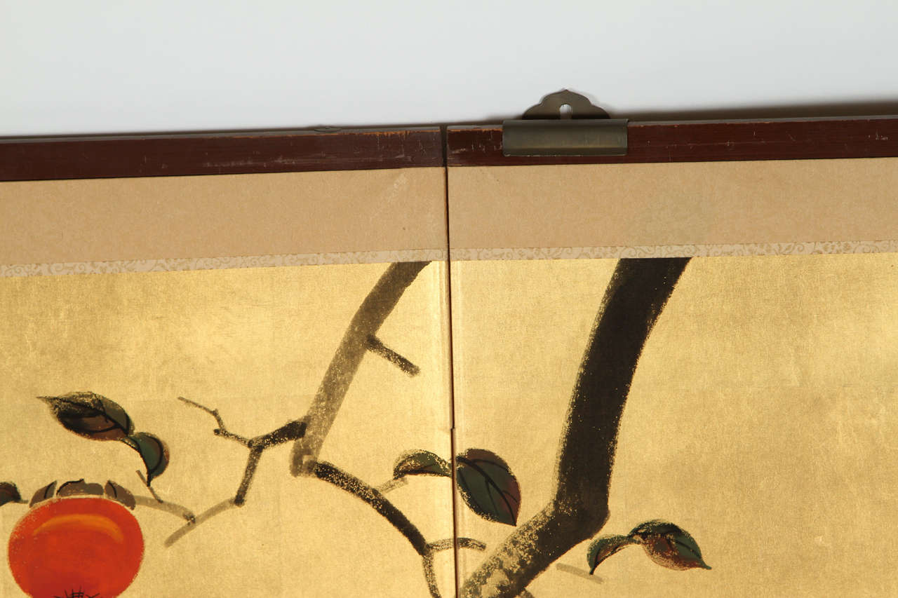 Wood Gold Leaf Japanese Screen 