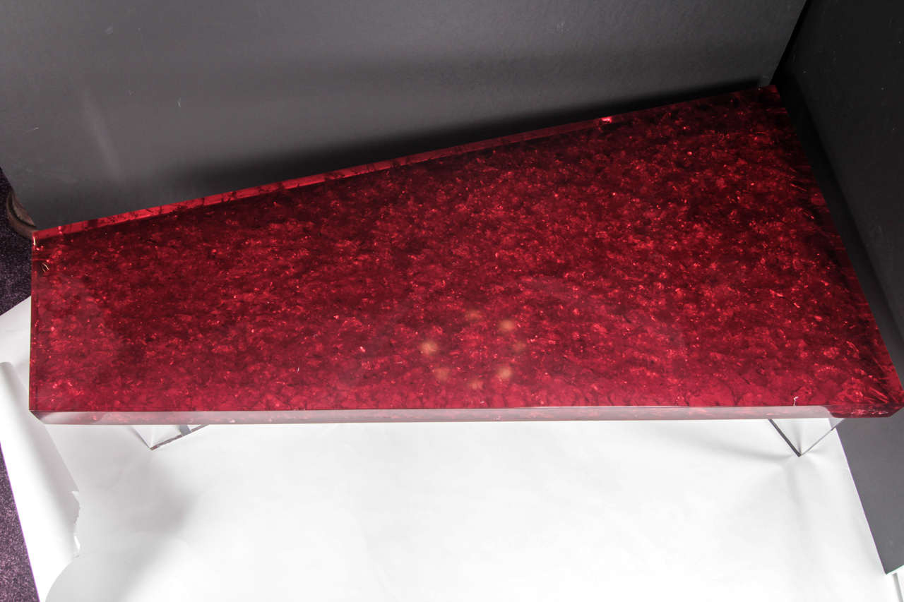 French Marie-Claude de Fouquières Red Fractal Resin Coffee Table 