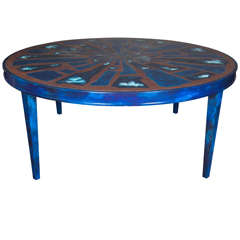 French Etched Brass and Lacquered Coffee Table