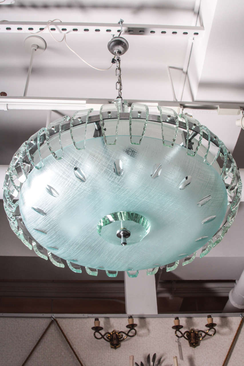 Glass Probably Fontana Arte Chandelier For Sale