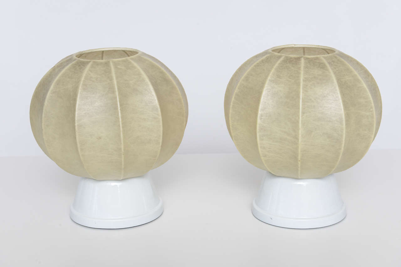 Mid-Century Modern Pair of 60's German Table Lamps in the Manner of George Nelson