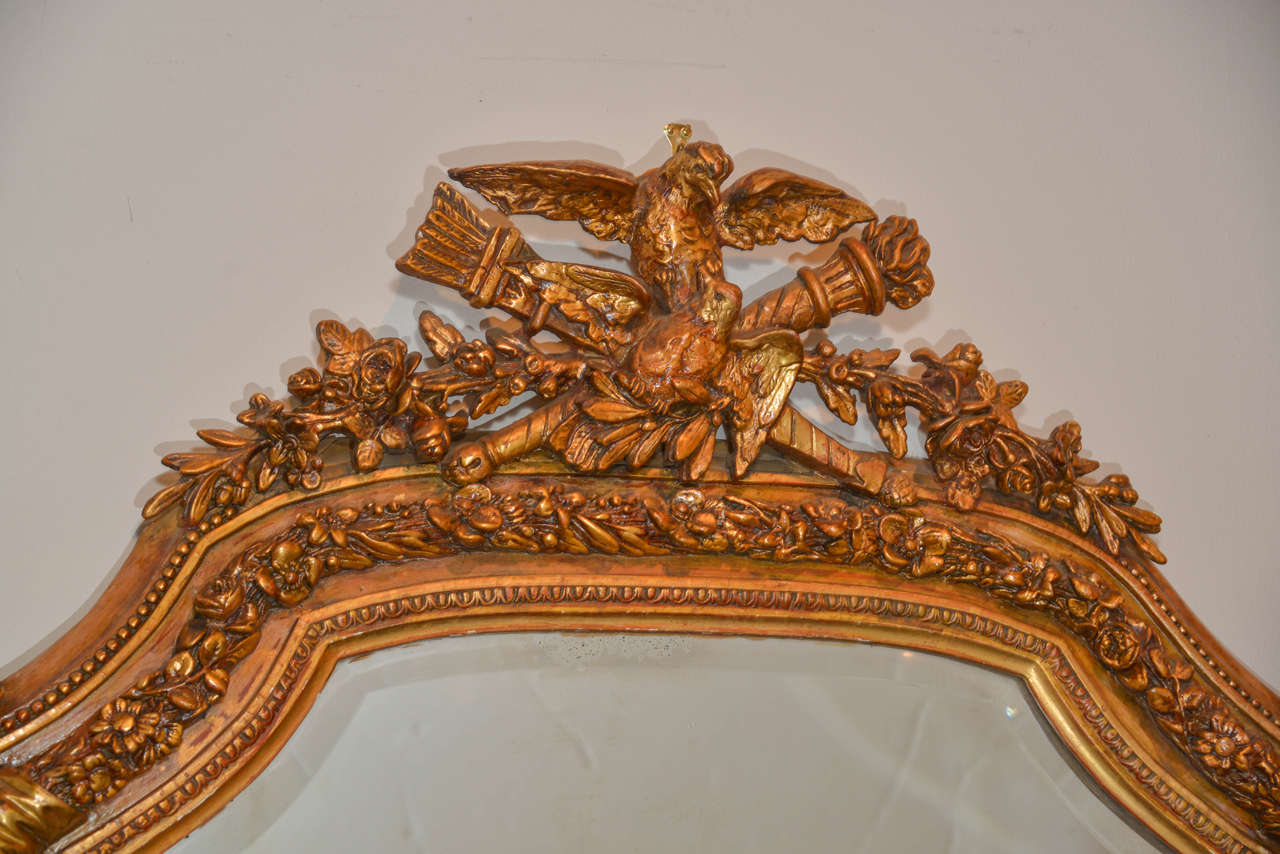 19th c French Louis XVI gilt mirror In Excellent Condition For Sale In Dallas, TX