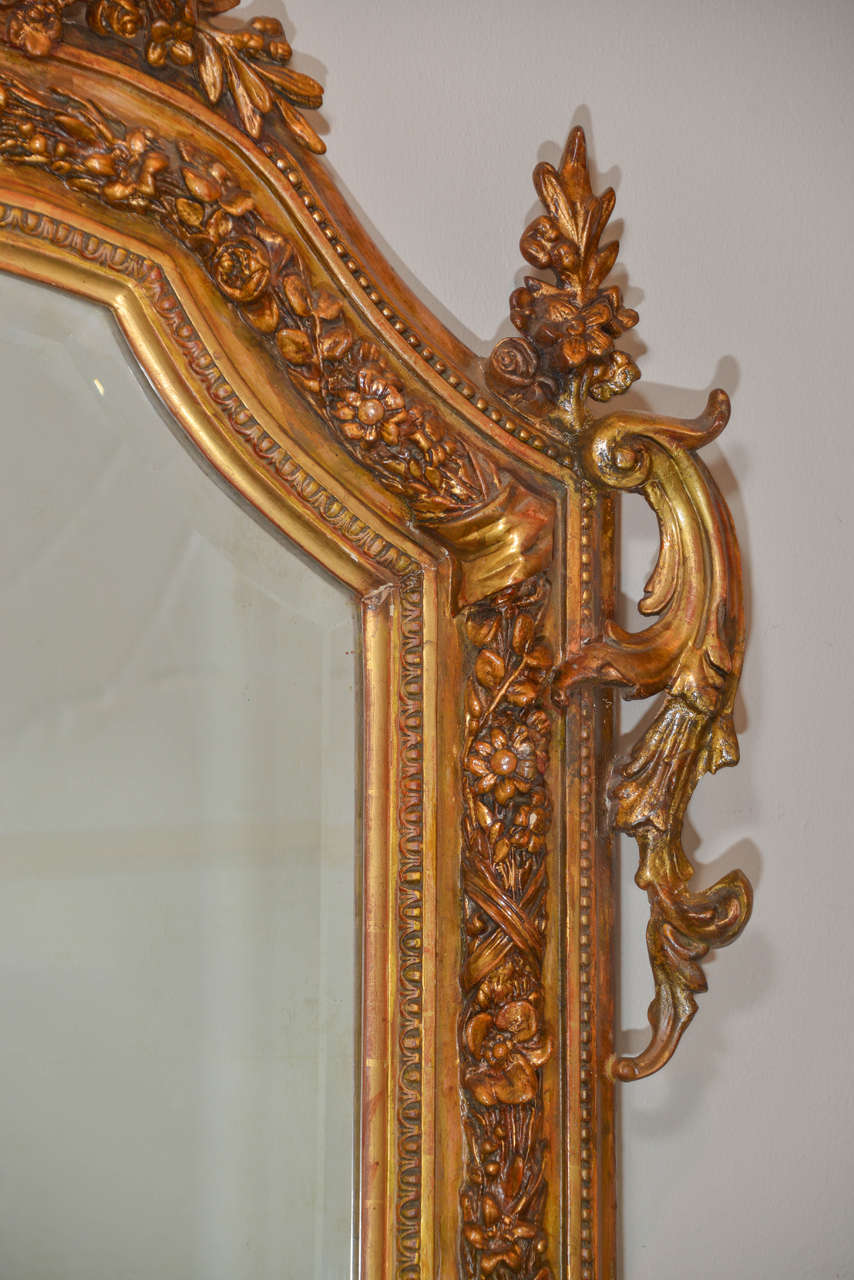 Wood 19th c French Louis XVI gilt mirror For Sale