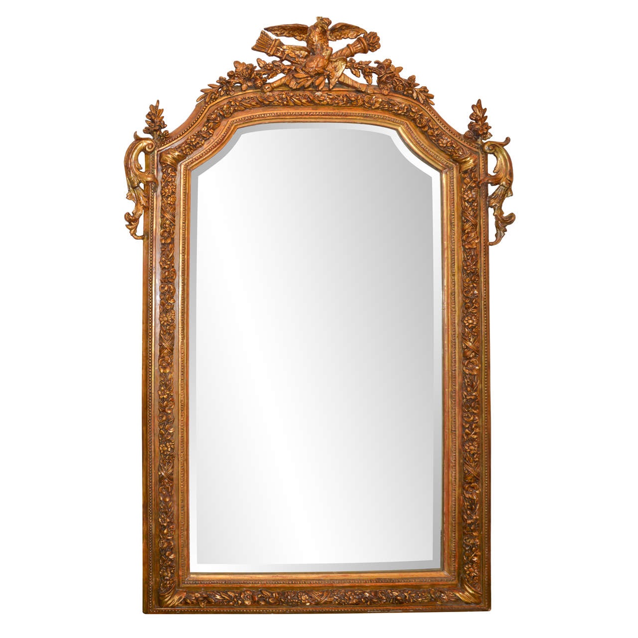 Miroir doré Louis XVI français du XIXe siècle