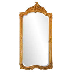 19th c. French Louis XV Gilded Mirror