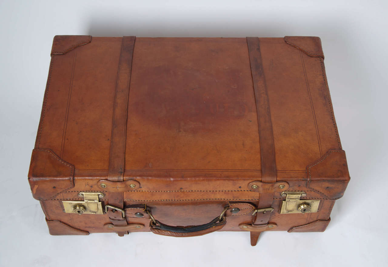 Victorian 19th C. Leather SUITCASE, English, Very High Quality