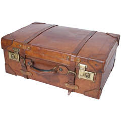 Antique 19th C. Leather SUITCASE, English, Very High Quality