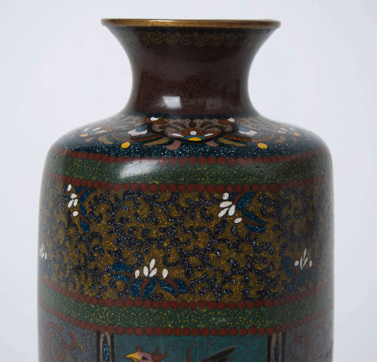 Ceramic 19thC, HAYASHI KODENJI Workshop, Japanese Cloisonne VASE, Meiji Period