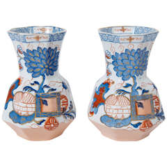 Antique 19th C. PAIR of MASON's Ironstone Vases, Jardiniere Pattern