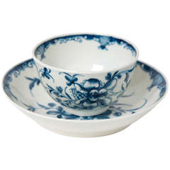 First Period, Worcester, Porcelain Tea Bowl & Saucer, "Mansfield Pat'n" ca 1765 1