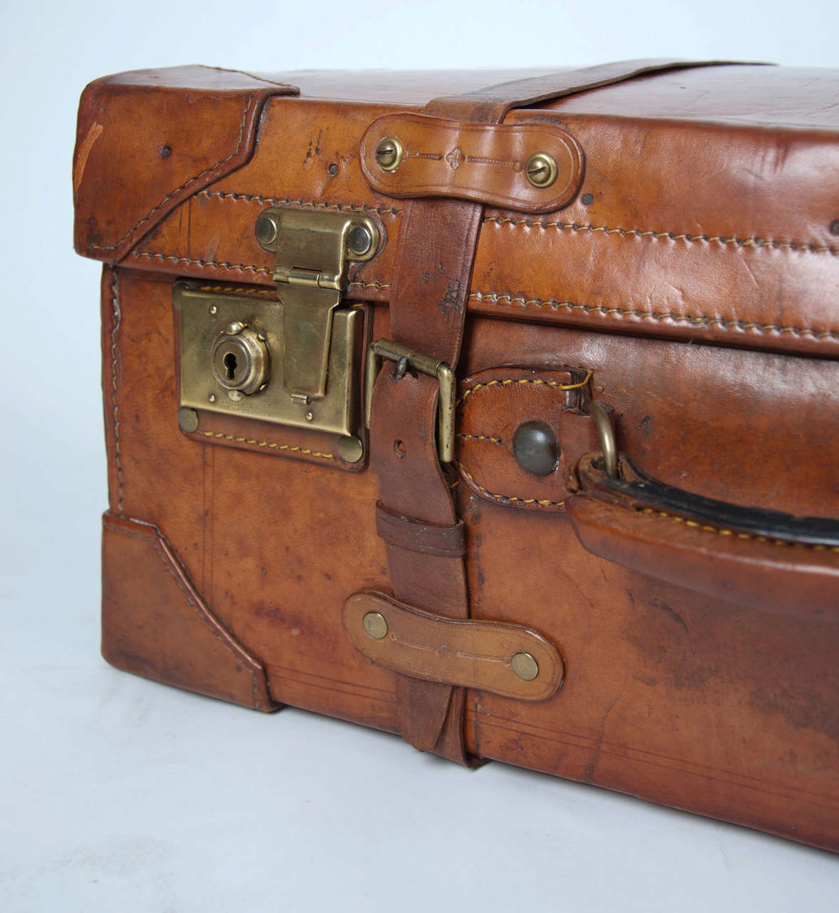 19th C. Leather SUITCASE, English, Very High Quality at 1stDibs