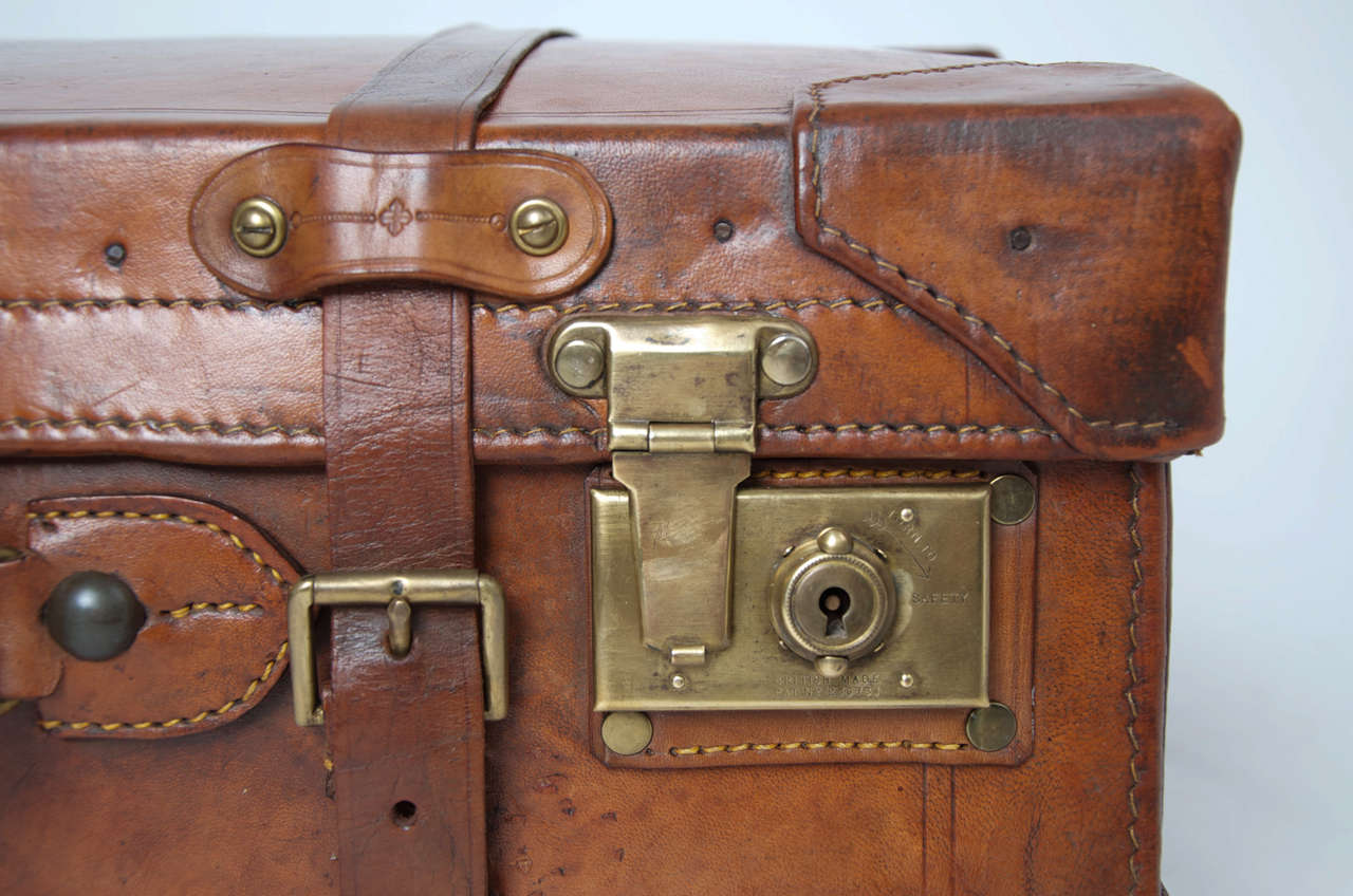 19th C. Leather SUITCASE, English, Very High Quality at 1stDibs