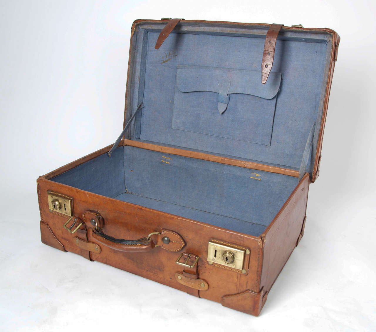 19th C. Leather SUITCASE, English, Very High Quality at 1stDibs