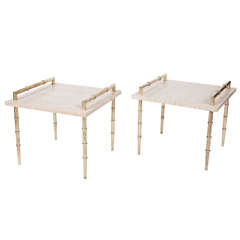 Italian Travertine and Brass Tables