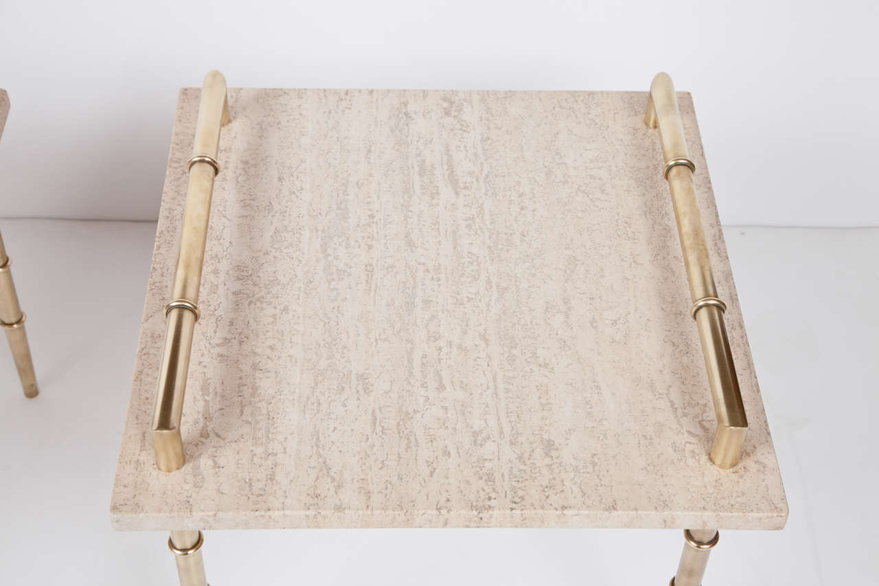 Italian Travertine and Brass Tables 1