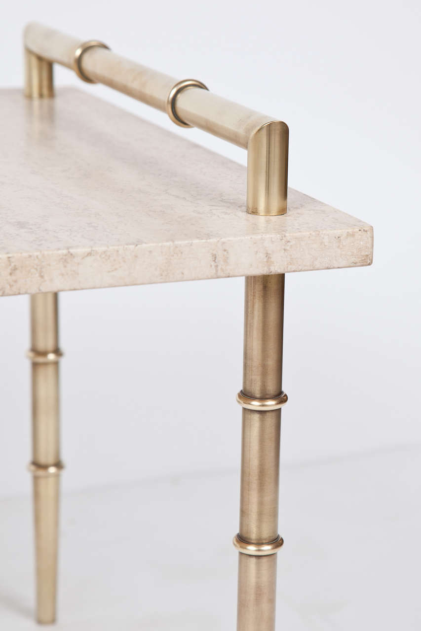 Italian Travertine and Brass Tables 2