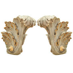 A Pair of Carved and Painted Wall Lumieres, early 20th c.
