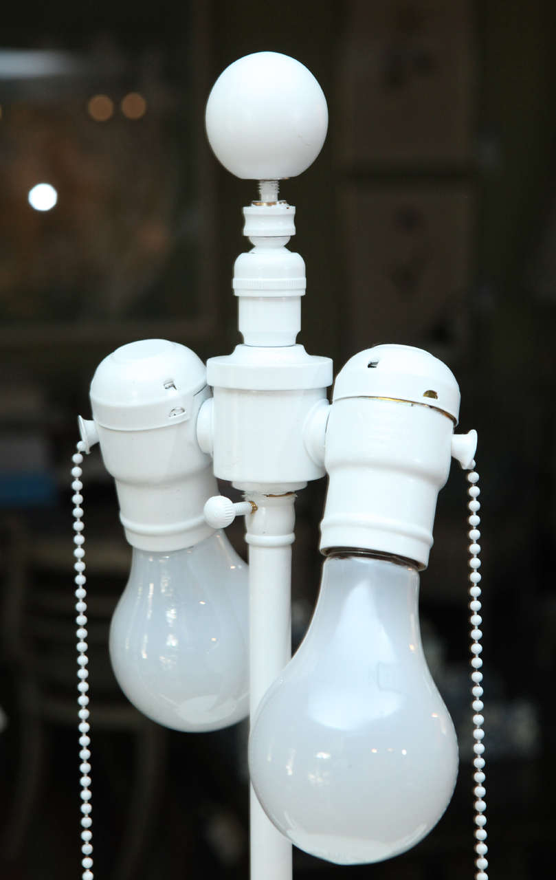 American A White Ceramic Giacometti-Attributed Table Lamp, c. 1950