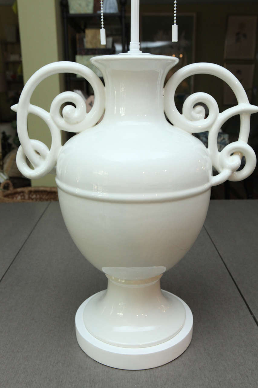 A White Ceramic Giacometti-Attributed Table Lamp, c. 1950 1