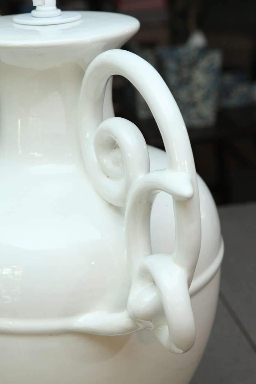 A White Ceramic Giacometti-Attributed Table Lamp, c. 1950 3