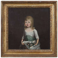 A Charming English Naive Portrait, original frame, 1793