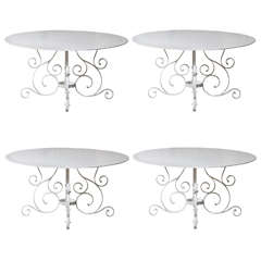Set of Four Cast Iron Garden Tables with Sheet Metal Top
