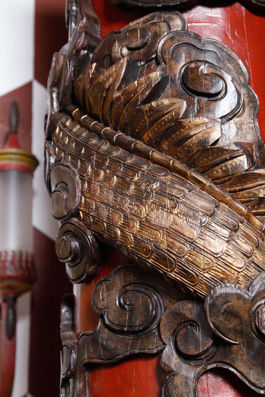 Pair of Chinese Dragon Columns Made in Shanghai, 1895 For Sale 1