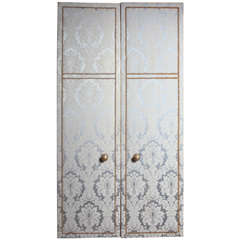 Early 20th Century Blue Damask Doors