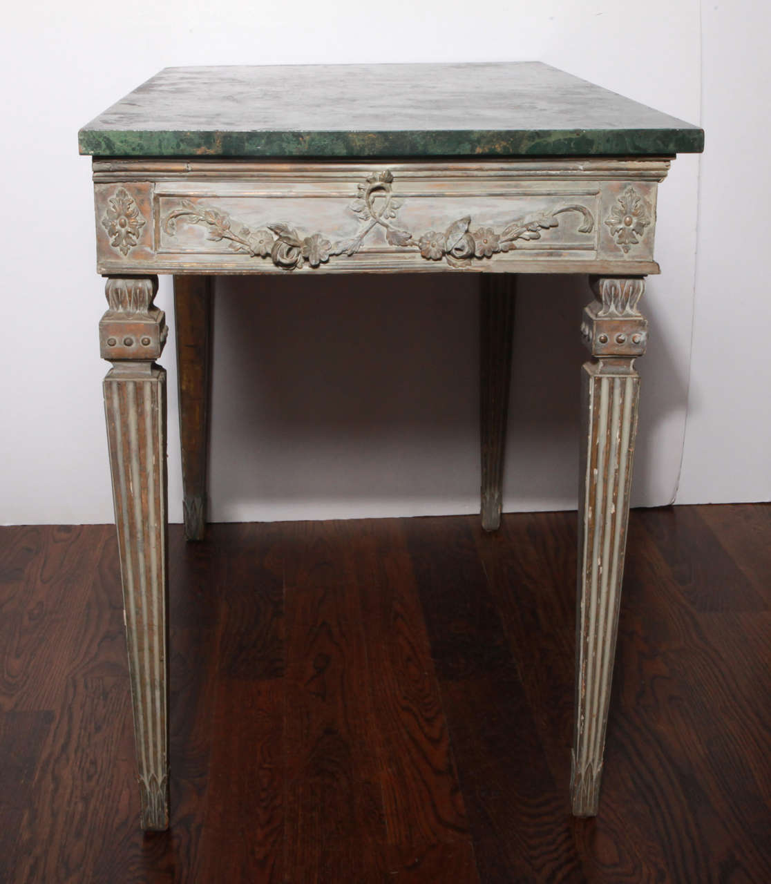 Wood Late 19th Century Console with Marbleized Top