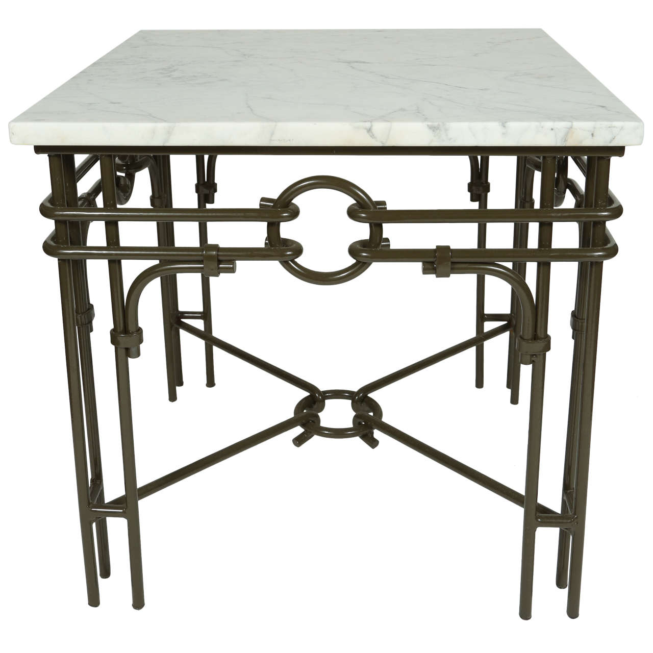 Vintage Iron and Marble Side Table