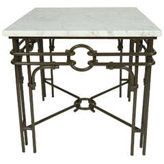 Vintage Iron and Marble Side Table