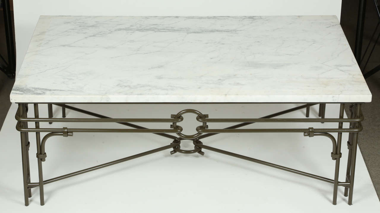 Vintage Iron and Marble Coffee Table