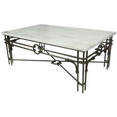 Vintage Iron and Marble Coffee Table