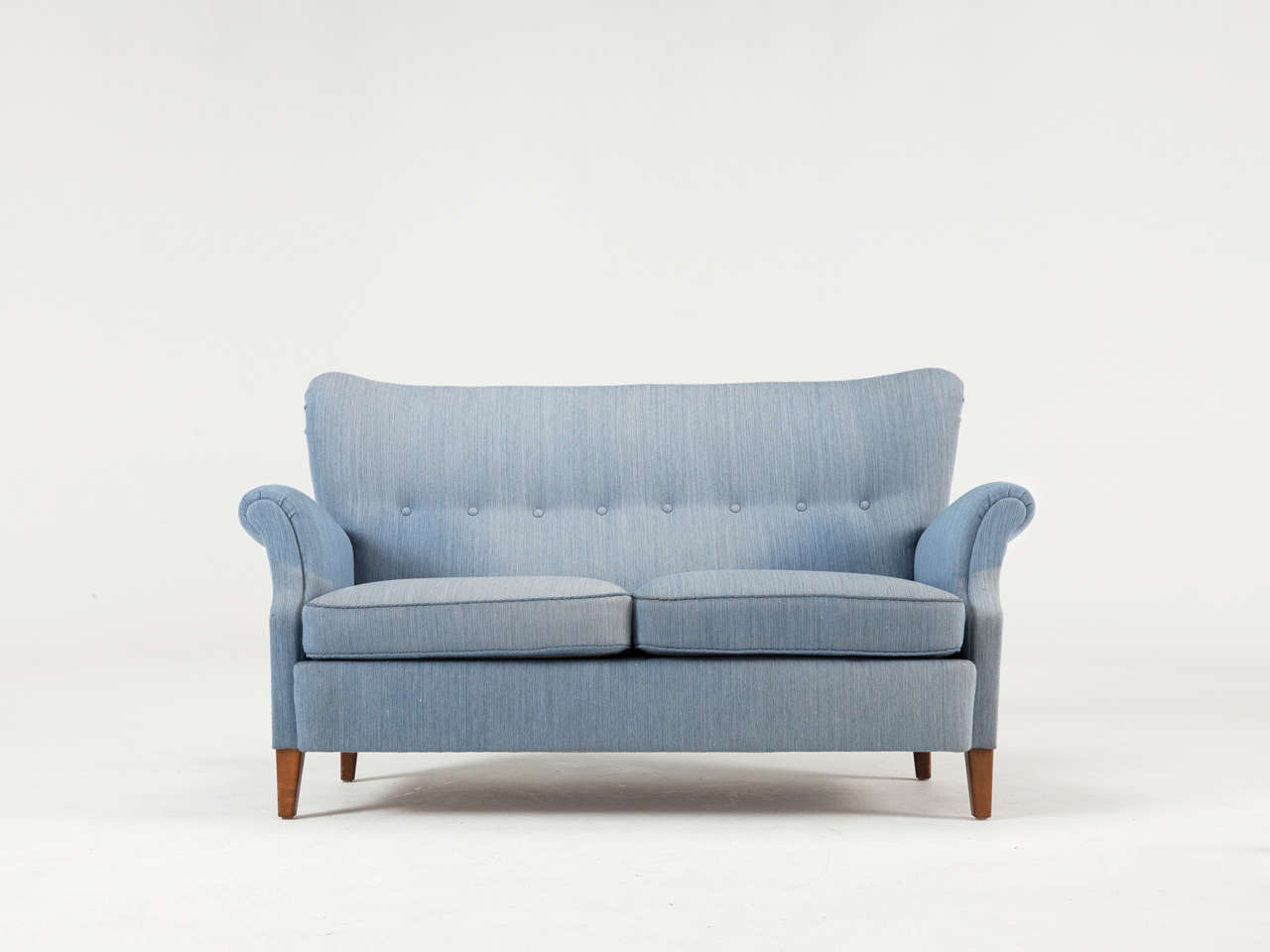 Scandinavian Modern Swedish Blue Two-Seat Sofa, 1950s